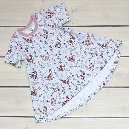 TSHIRT DRESS FLORAL CHICKEN