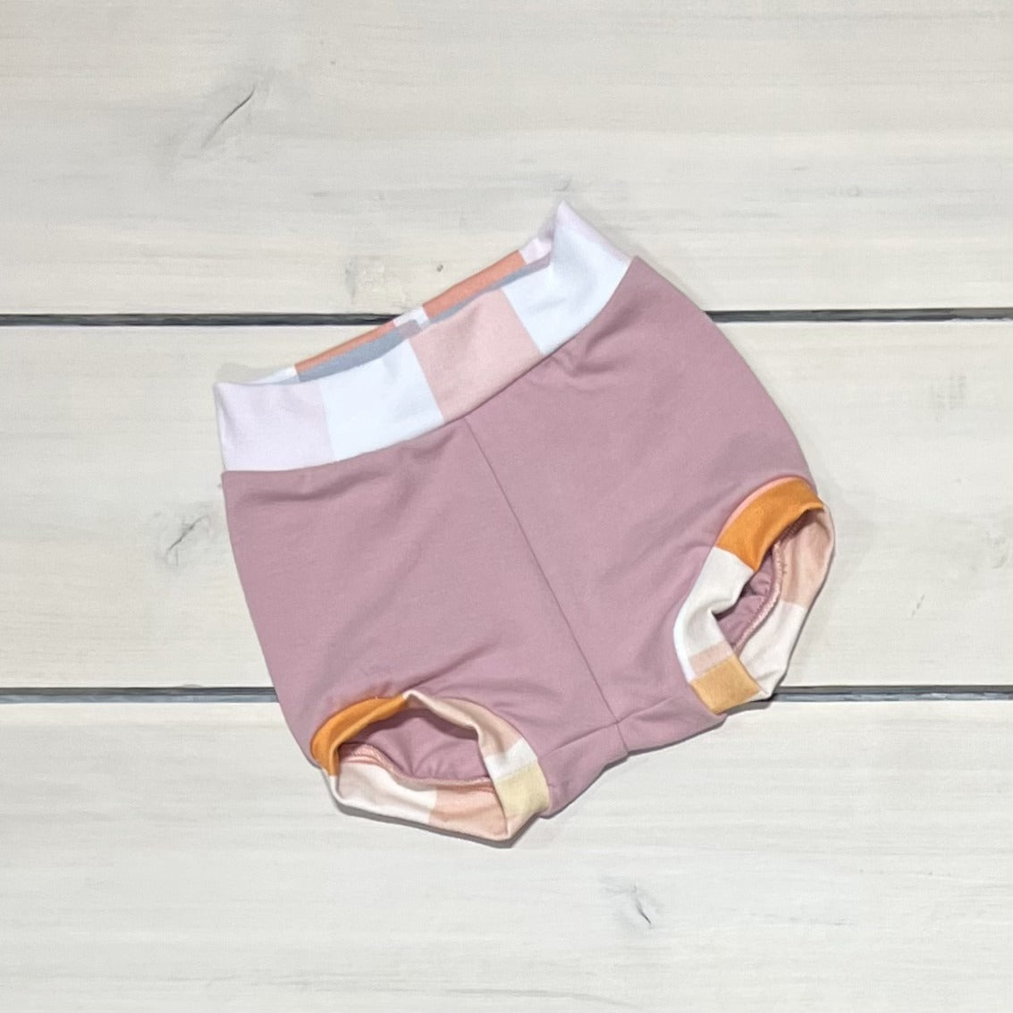 BUMMIES MAUVE & SPRING PLAID SIZE 6M ONLY