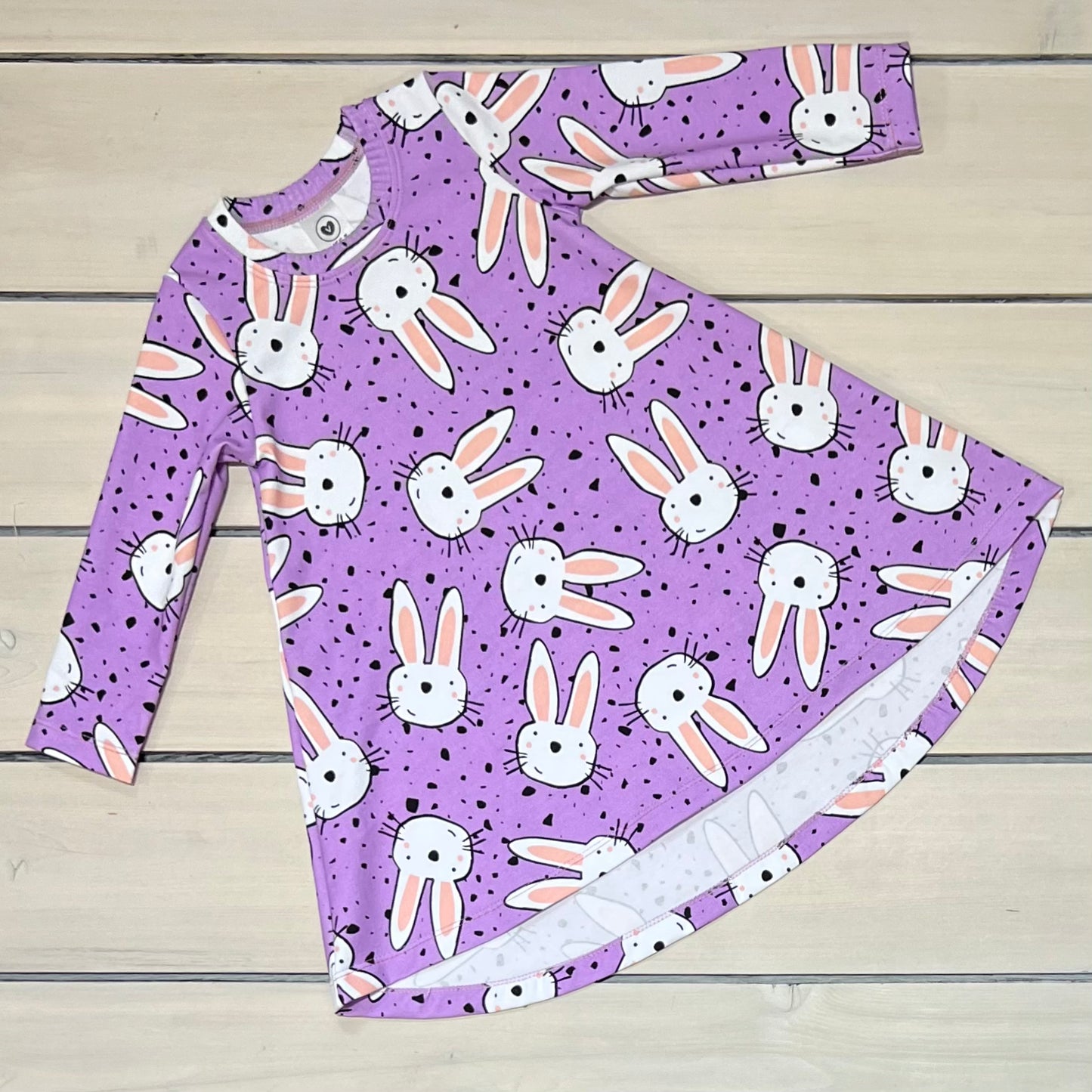 TSHIRT DRESS LAVENDER BUNNIES