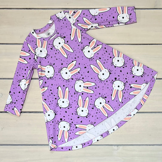 TSHIRT DRESS LAVENDER BUNNIES