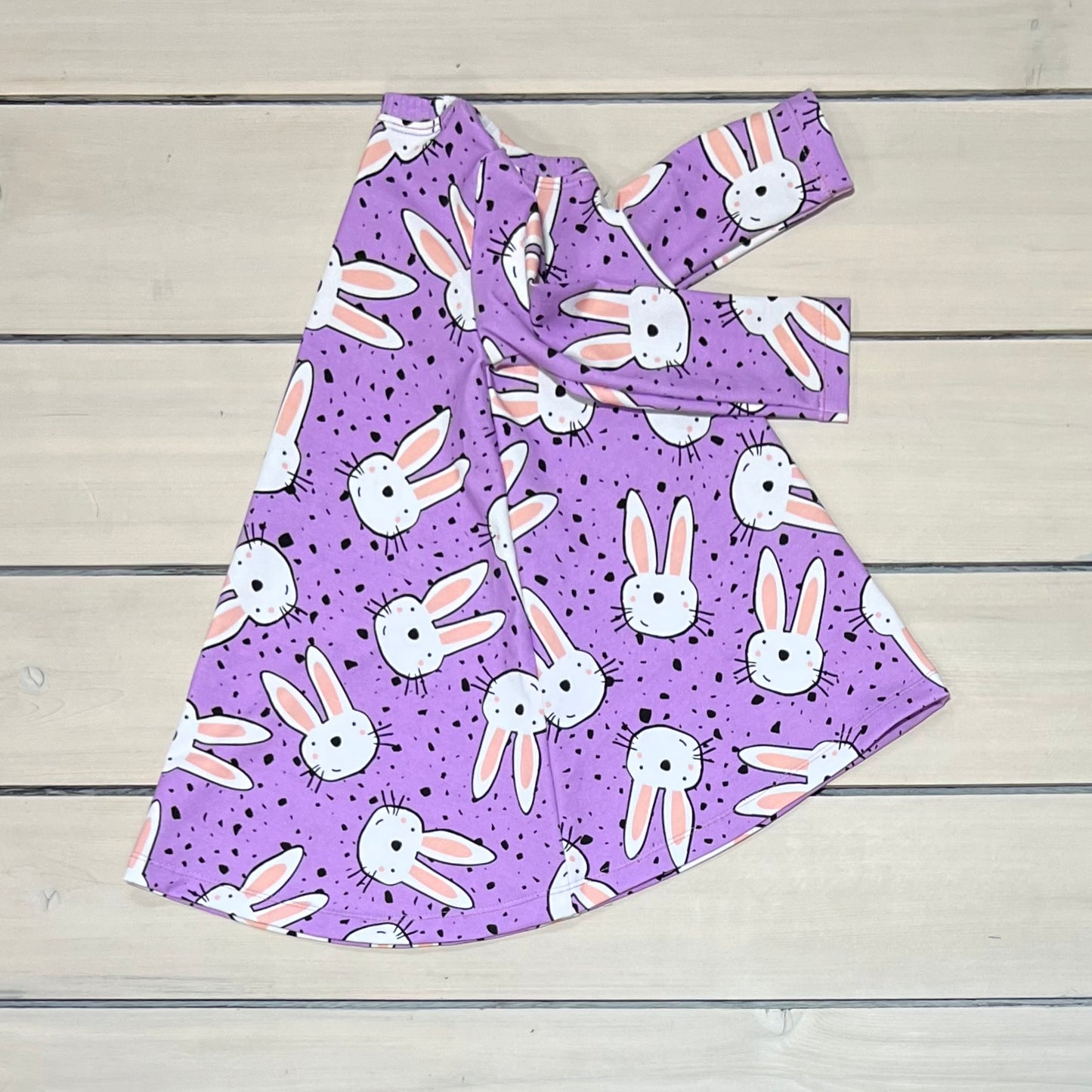 TSHIRT DRESS LAVENDER BUNNIES