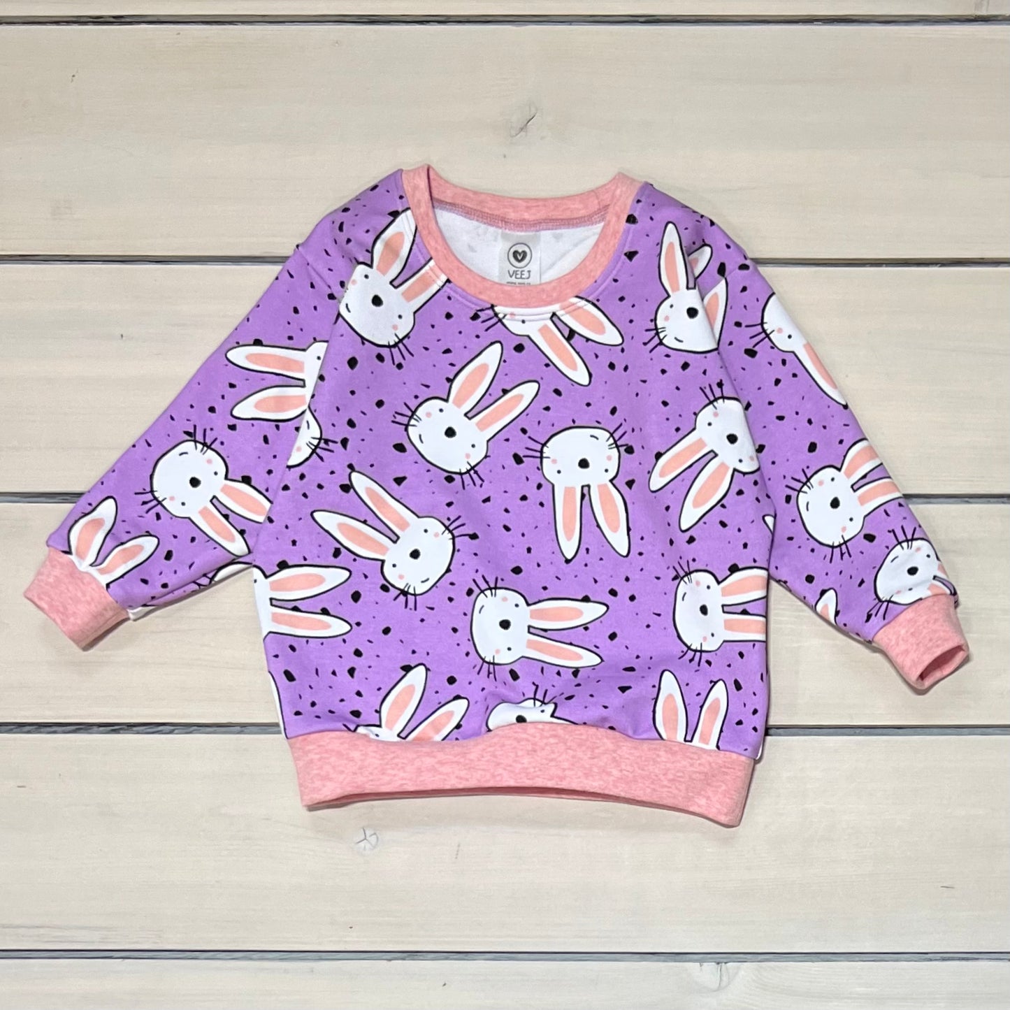 LOUNGE SWEATSHIRT LAVENDER BUNNIES